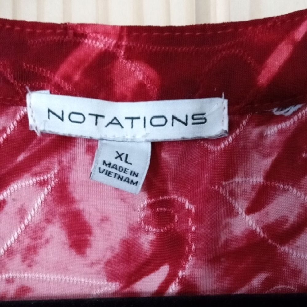 Notations Red Abstract Tunic Top - Picture 2 of 6